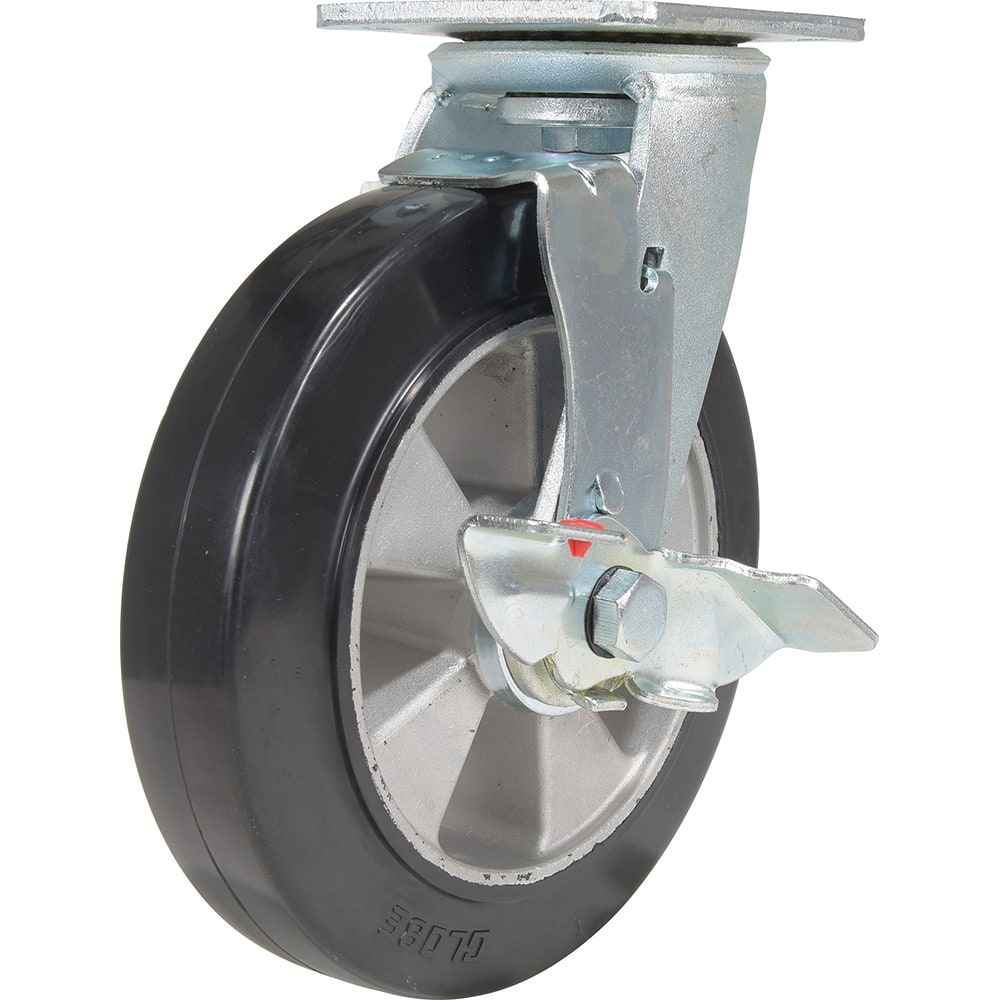Vestil - Standard Casters; Mount: With Holes ; Style: Swivel w/Brake ; Wheel Diameter: 8 (Inch); Wheel Width: 2 (Inch); Overall Height (Inch): 9-1/2 ; Load Capacity (Lb.): 881.000 - Exact Tool & Supply