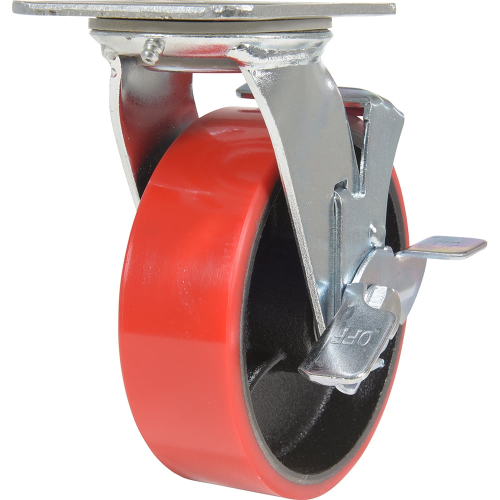 Vestil - Standard Casters; Mount: With Holes ; Style: Swivel w/Brake ; Wheel Diameter: 6 (Inch); Wheel Width: 2 (Inch); Overall Height (Inch): 7-1/2 ; Load Capacity (Lb.): 1232.000 - Exact Tool & Supply
