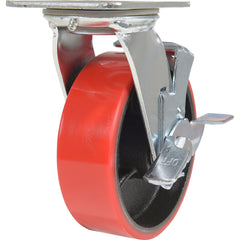 Vestil - Standard Casters; Mount: With Holes ; Style: Swivel w/Brake ; Wheel Diameter: 6 (Inch); Wheel Width: 2 (Inch); Overall Height (Inch): 7-1/2 ; Load Capacity (Lb.): 1232.000 - Exact Tool & Supply
