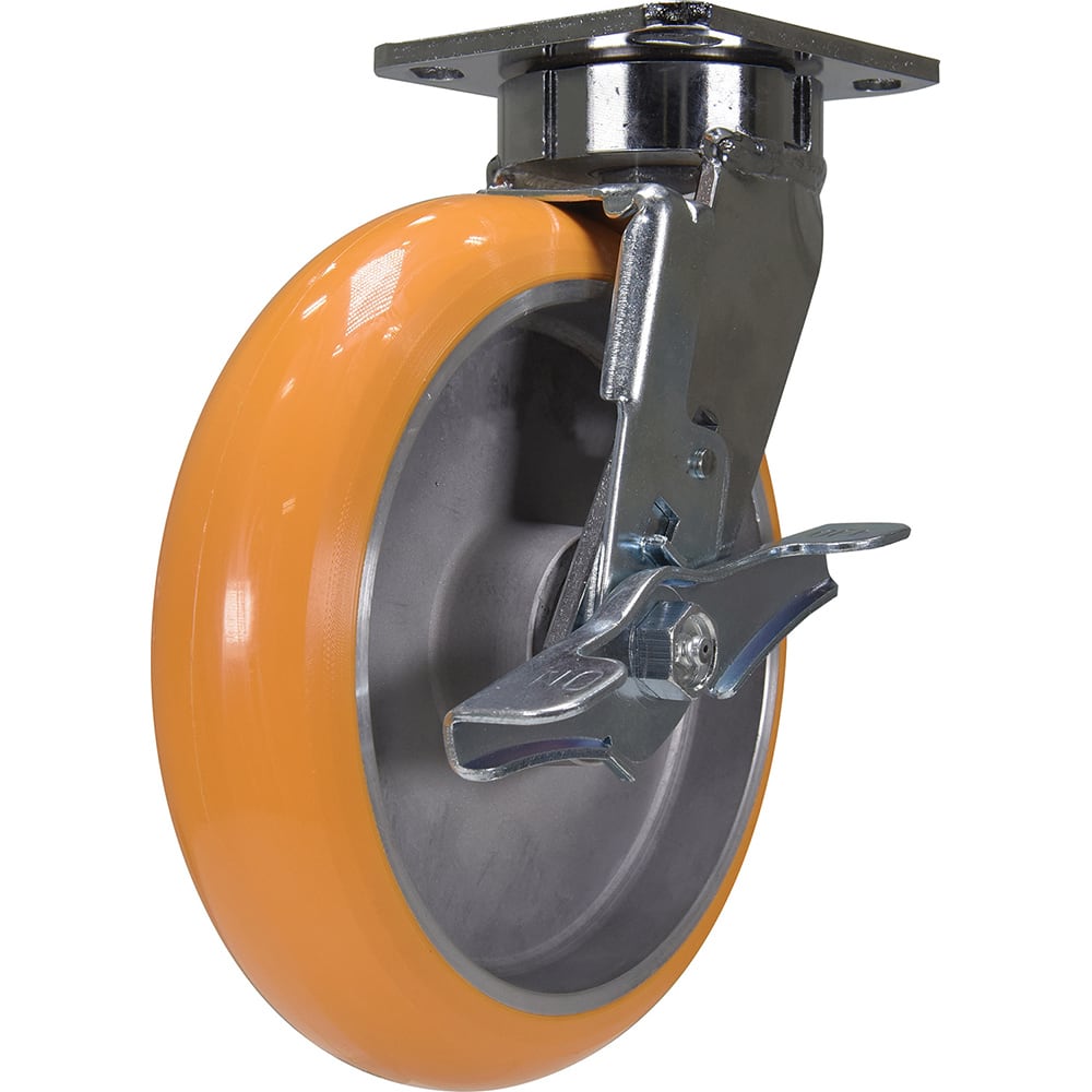 Vestil - Standard Casters; Mount: With Holes ; Style: Swivel w/Brake ; Wheel Diameter: 8 (Inch); Wheel Width: 2 (Inch); Overall Height (Inch): 9-1/2 ; Load Capacity (Lb.): 2000.000 - Exact Tool & Supply