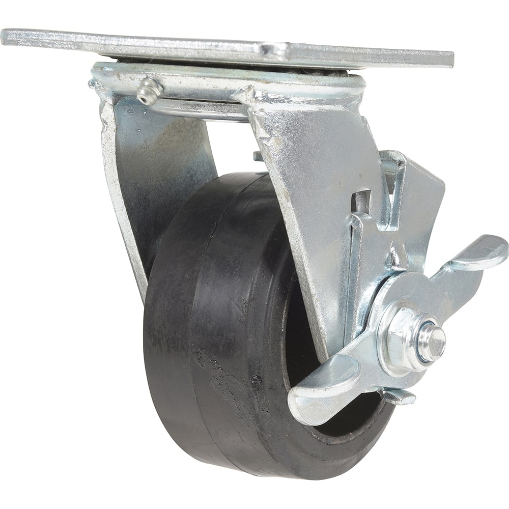 Vestil - Standard Casters; Mount: With Holes ; Style: Swivel w/Brake ; Wheel Diameter: 4 (Inch); Wheel Width: 2 (Inch); Overall Height (Inch): 5-1/2 ; Load Capacity (Lb.): 396.000 - Exact Tool & Supply