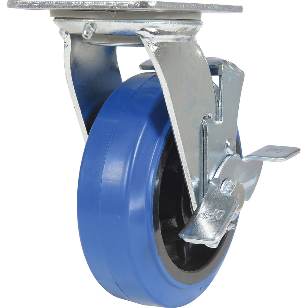 Vestil - Standard Casters; Mount: With Holes ; Style: Swivel w/Brake ; Wheel Diameter: 6 (Inch); Wheel Width: 2 (Inch); Overall Height (Inch): 7-1/2 ; Load Capacity (Lb.): 770.000 - Exact Tool & Supply
