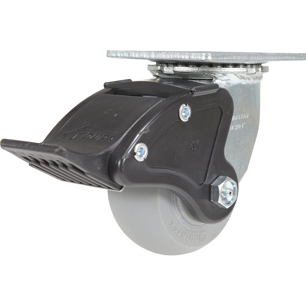 Vestil - Standard Casters; Mount: With Holes ; Style: Swivel w/Total Brake ; Wheel Diameter: 4 (Inch); Wheel Width: 2 (Inch); Overall Height (Inch): 5-1/2 ; Load Capacity (Lb.): 450.000 - Exact Tool & Supply
