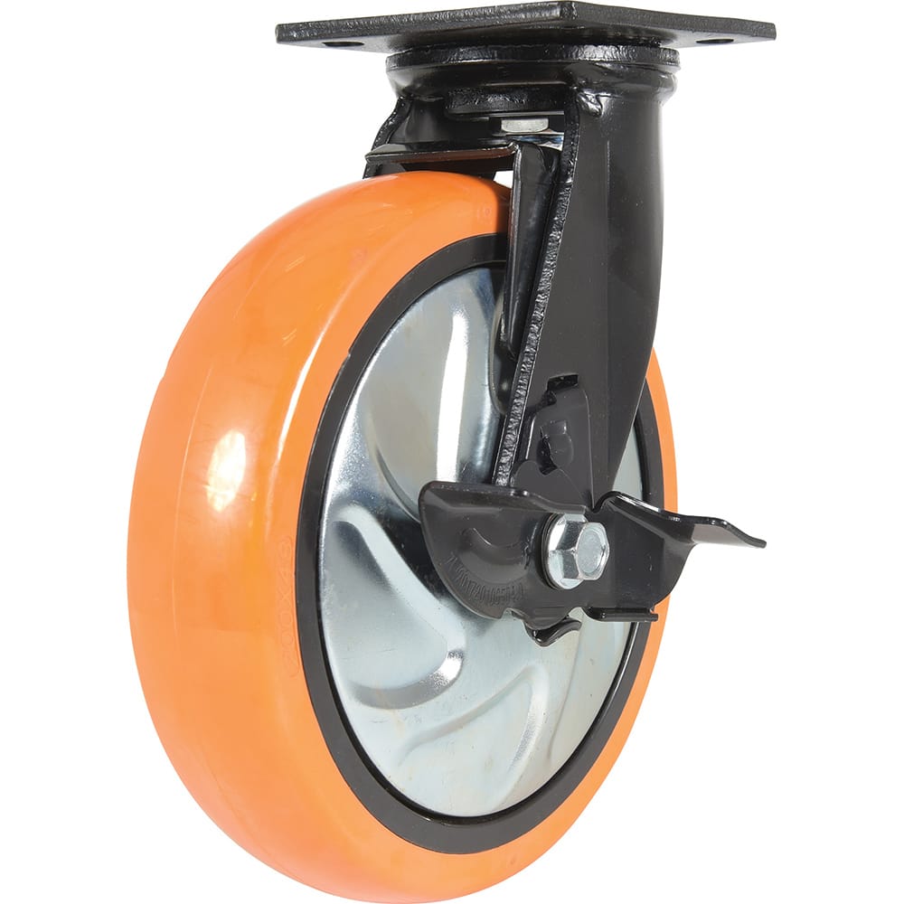 Vestil - Standard Casters; Mount: With Holes ; Style: Swivel w/Brake ; Wheel Diameter: 8 (Inch); Wheel Width: 2 (Inch); Overall Height (Inch): 9-1/2 ; Load Capacity (Lb.): 925.000 - Exact Tool & Supply