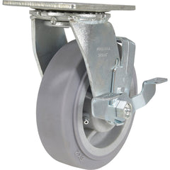 Vestil - Standard Casters; Mount: With Holes ; Style: Swivel w/Brake ; Wheel Diameter: 6 (Inch); Wheel Width: 2 (Inch); Overall Height (Inch): 7-1/2 ; Load Capacity (Lb.): 600.000 - Exact Tool & Supply