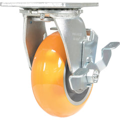 Vestil - Standard Casters; Mount: With Holes ; Style: Swivel w/Brake ; Wheel Diameter: 5 (Inch); Wheel Width: 2 (Inch); Overall Height (Inch): 6-1/2 ; Load Capacity (Lb.): 1200.000 - Exact Tool & Supply