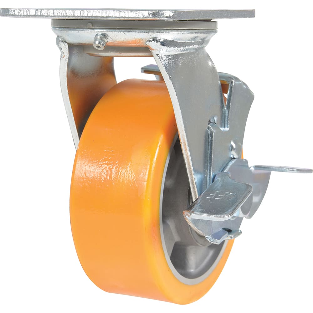 Vestil - Standard Casters; Mount: With Holes ; Style: Swivel w/Brake ; Wheel Diameter: 5 (Inch); Wheel Width: 2 (Inch); Overall Height (Inch): 6-1/2 ; Load Capacity (Lb.): 990.000 - Exact Tool & Supply