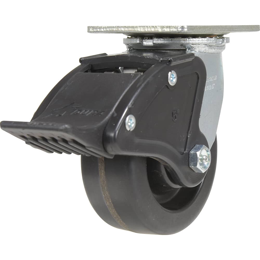 Vestil - Standard Casters; Mount: With Holes ; Style: Swivel w/Total Brake ; Wheel Diameter: 5 (Inch); Wheel Width: 2 (Inch); Overall Height (Inch): 6-1/2 ; Load Capacity (Lb.): 1000.000 - Exact Tool & Supply