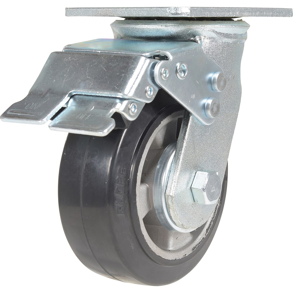 Vestil - Standard Casters; Mount: With Holes ; Style: Swivel w/Total Brake ; Wheel Diameter: 5 (Inch); Wheel Width: 2 (Inch); Overall Height (Inch): 6-1/2 ; Load Capacity (Lb.): 661.000 - Exact Tool & Supply