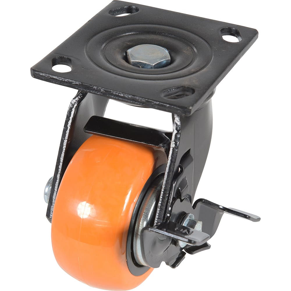 Vestil - Standard Casters; Mount: With Holes ; Style: Swivel w/Brake ; Wheel Diameter: 4 (Inch); Wheel Width: 2 (Inch); Overall Height (Inch): 5-9/16 ; Load Capacity (Lb.): 551.000 - Exact Tool & Supply