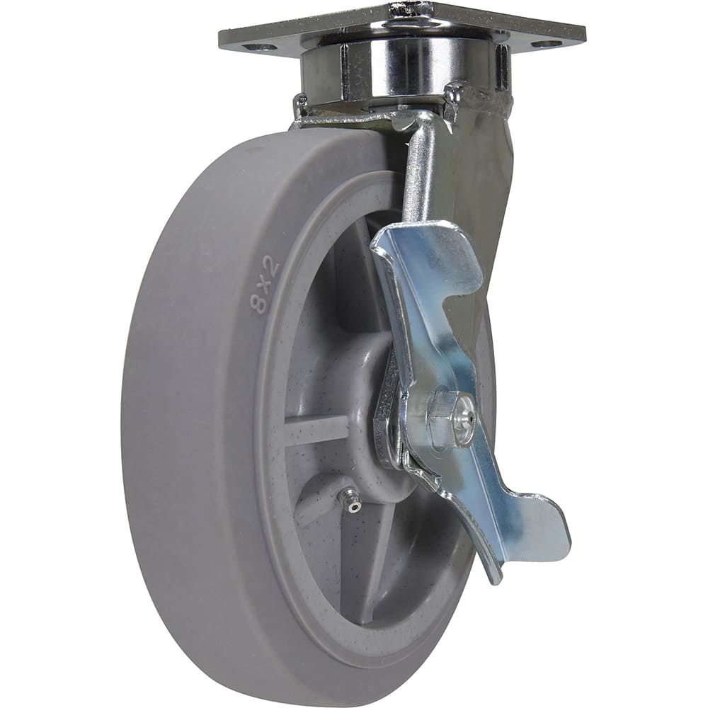 Vestil - Standard Casters; Mount: With Holes ; Style: Swivel w/Brake ; Wheel Diameter: 8 (Inch); Wheel Width: 2 (Inch); Overall Height (Inch): 9-1/2 ; Load Capacity (Lb.): 675.000 - Exact Tool & Supply