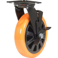 Vestil - Standard Casters; Mount: With Holes ; Style: Swivel w/Brake ; Wheel Diameter: 8 (Inch); Wheel Width: 2 (Inch); Overall Height (Inch): 9-1/2 ; Load Capacity (Lb.): 902.000 - Exact Tool & Supply