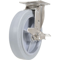 Vestil - Standard Casters; Mount: With Holes ; Style: Swivel w/Brake ; Wheel Diameter: 8 (Inch); Wheel Width: 2 (Inch); Overall Height (Inch): 9-1/2 ; Load Capacity (Lb.): 675.000 - Exact Tool & Supply