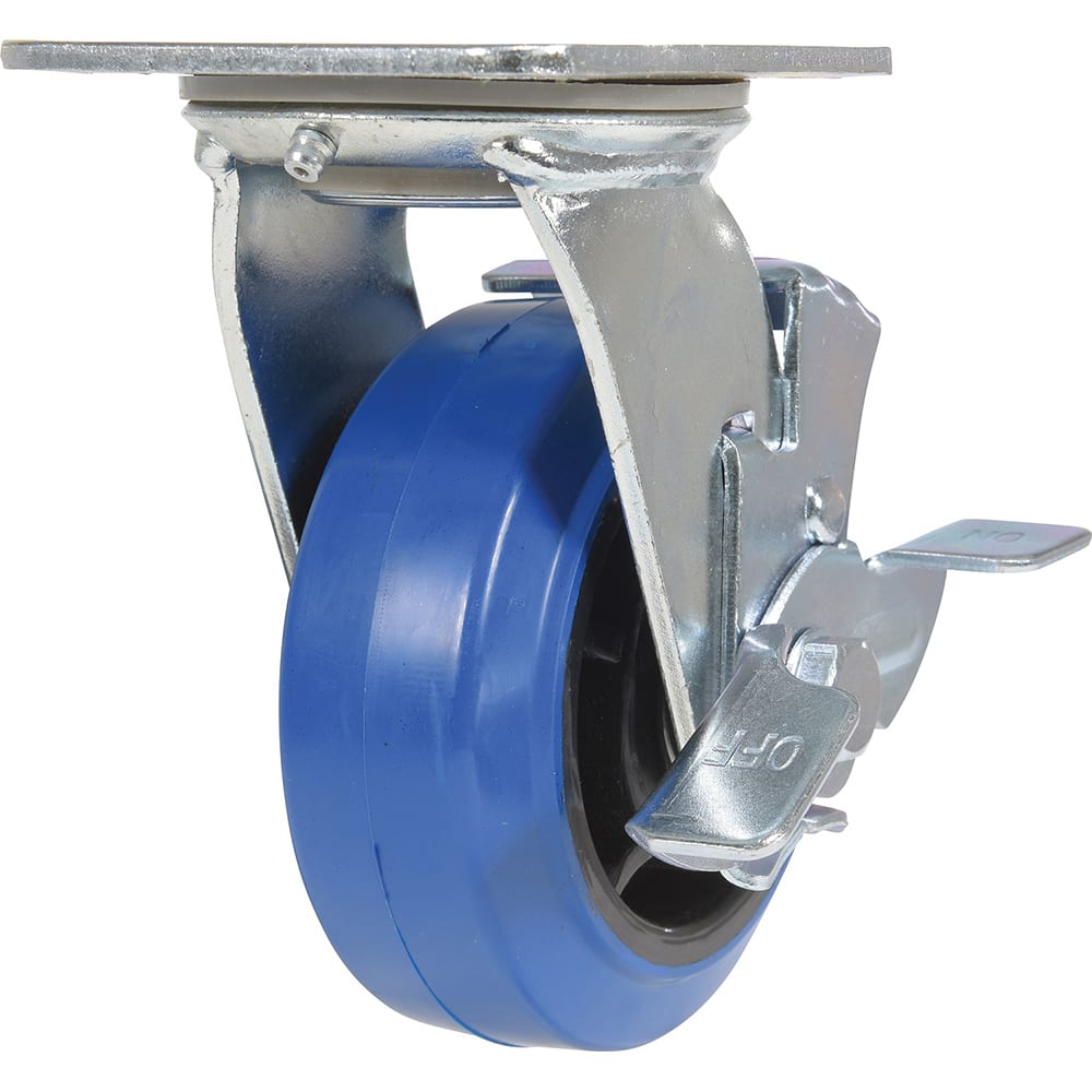 Vestil - Standard Casters; Mount: With Holes ; Style: Swivel w/Brake ; Wheel Diameter: 5 (Inch); Wheel Width: 2 (Inch); Overall Height (Inch): 6-1/2 ; Load Capacity (Lb.): 550.000 - Exact Tool & Supply