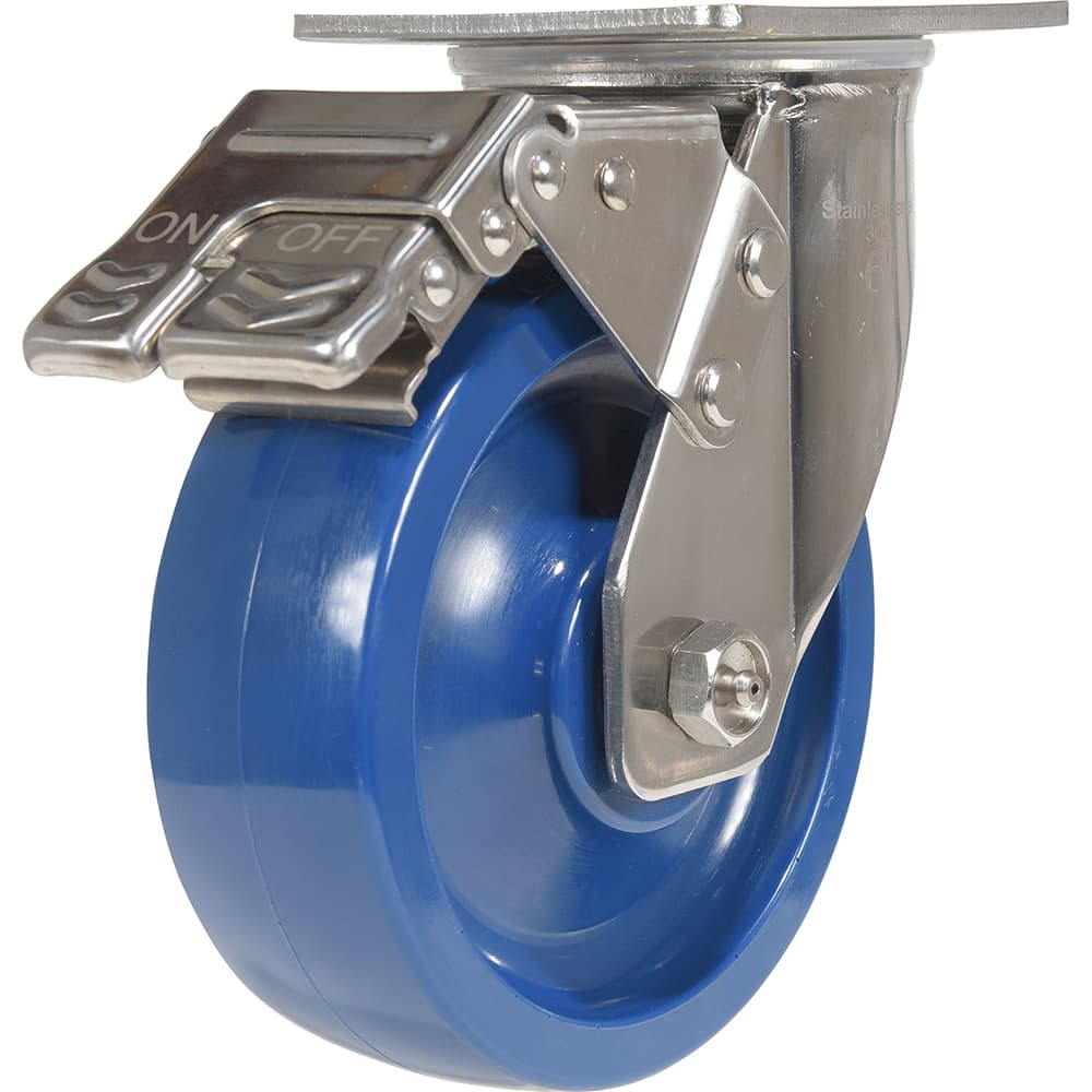 Vestil - Standard Casters; Mount: With Holes ; Style: Swivel w/Total Brake ; Wheel Diameter: 6 (Inch); Wheel Width: 2 (Inch); Overall Height (Inch): 7-1/2 ; Load Capacity (Lb.): 1200.000 - Exact Tool & Supply