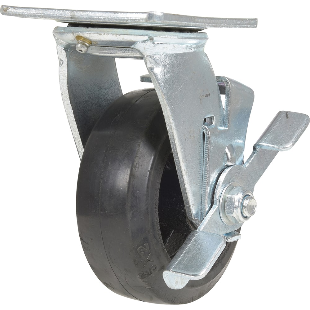 Vestil - Standard Casters; Mount: With Holes ; Style: Swivel w/Brake ; Wheel Diameter: 5 (Inch); Wheel Width: 2 (Inch); Overall Height (Inch): 6-1/2 ; Load Capacity (Lb.): 440.000 - Exact Tool & Supply