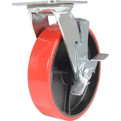 Vestil - Standard Casters; Mount: With Holes ; Style: Swivel w/Brake ; Wheel Diameter: 8 (Inch); Wheel Width: 2 (Inch); Overall Height (Inch): 9-1/2 ; Load Capacity (Lb.): 1250.000 - Exact Tool & Supply
