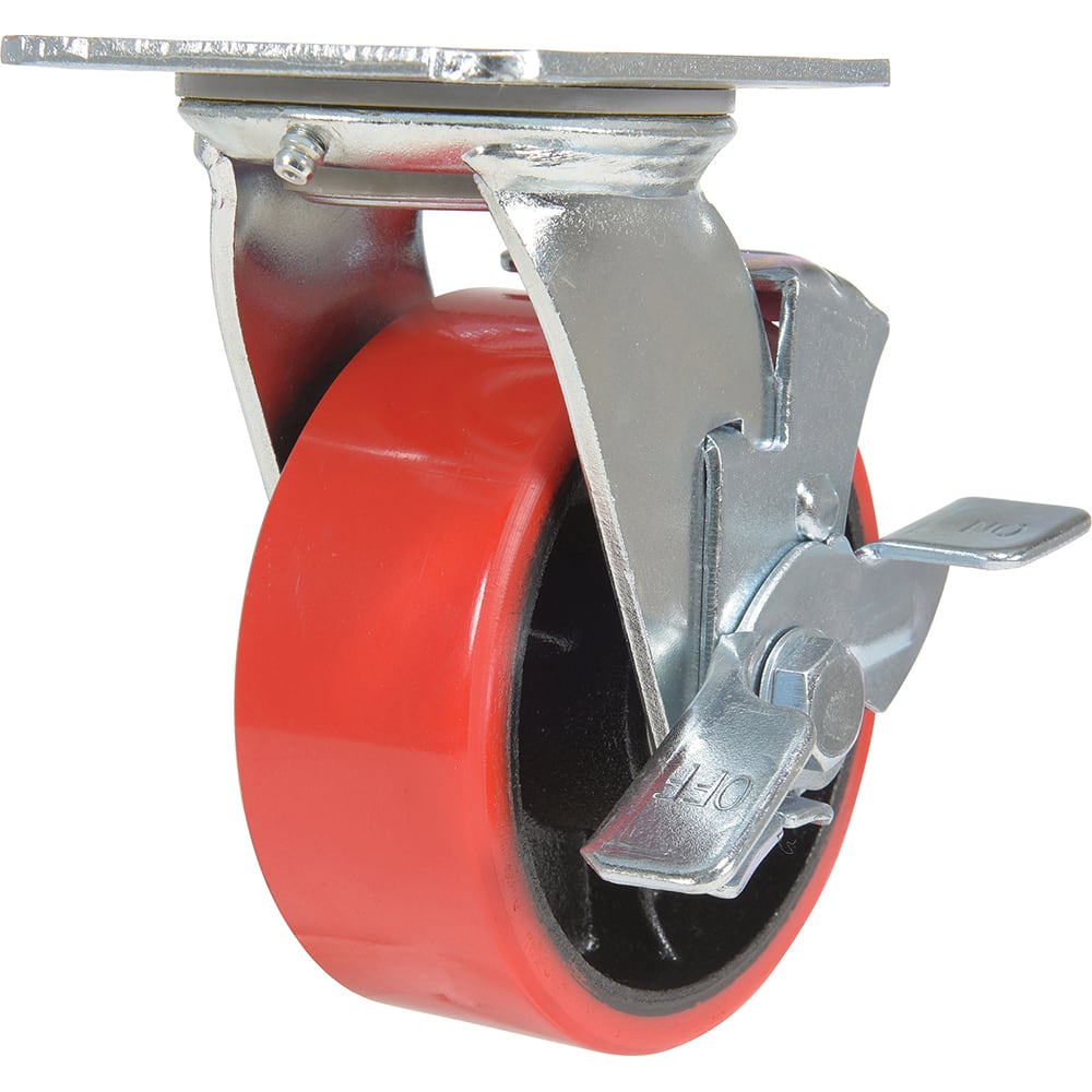 Vestil - Standard Casters; Mount: With Holes ; Style: Swivel w/Brake ; Wheel Diameter: 5 (Inch); Wheel Width: 2 (Inch); Overall Height (Inch): 6-1/2 ; Load Capacity (Lb.): 990.000 - Exact Tool & Supply