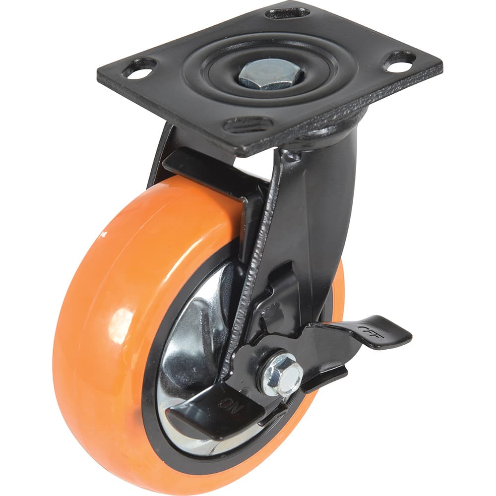 Vestil - Standard Casters; Mount: With Holes ; Style: Swivel w/Brake ; Wheel Diameter: 6 (Inch); Wheel Width: 2 (Inch); Overall Height (Inch): 7-1/2 ; Load Capacity (Lb.): 837.000 - Exact Tool & Supply