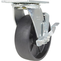 Vestil - Standard Casters; Mount: With Holes ; Style: Swivel w/Brake ; Wheel Diameter: 6 (Inch); Wheel Width: 2 (Inch); Overall Height (Inch): 7-1/2 ; Load Capacity (Lb.): 1200.000 - Exact Tool & Supply