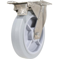 Vestil - Standard Casters; Mount: With Holes ; Style: Swivel w/Total Brake ; Wheel Diameter: 8 (Inch); Wheel Width: 2 (Inch); Overall Height (Inch): 9-1/2 ; Load Capacity (Lb.): 675.000 - Exact Tool & Supply