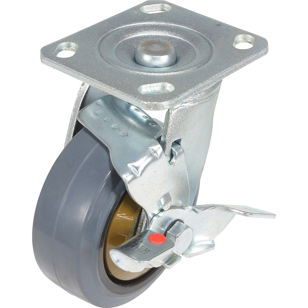 Vestil - Standard Casters; Mount: With Holes ; Style: Swivel w/Brake ; Wheel Diameter: 5 (Inch); Wheel Width: 2 (Inch); Overall Height (Inch): 6-9/16 ; Load Capacity (Lb.): 661.000 - Exact Tool & Supply