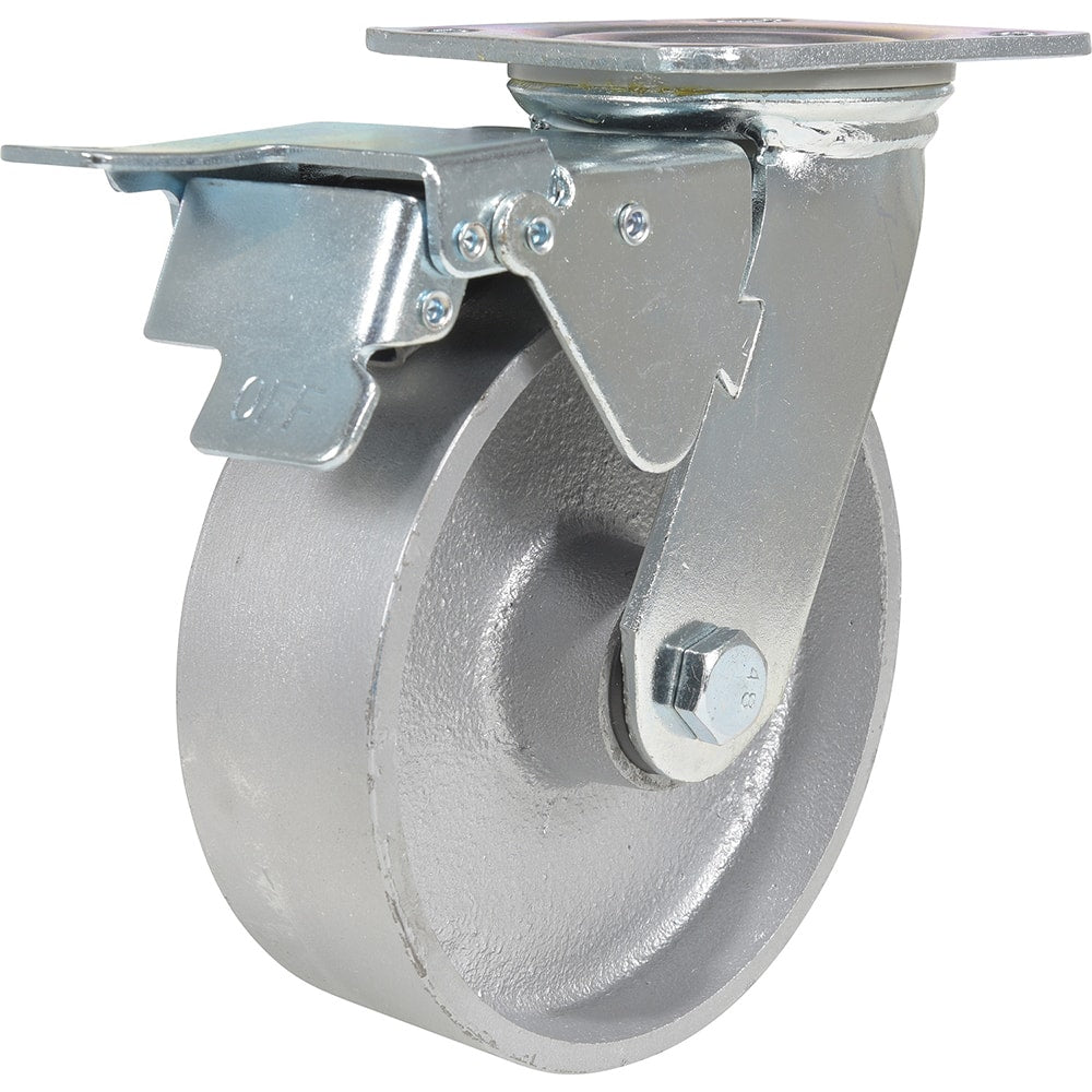 Vestil - Standard Casters; Mount: With Holes ; Style: Swivel w/Total Brake ; Wheel Diameter: 6 (Inch); Wheel Width: 2 (Inch); Overall Height (Inch): 7-1/2 ; Load Capacity (Lb.): 1540.000 - Exact Tool & Supply