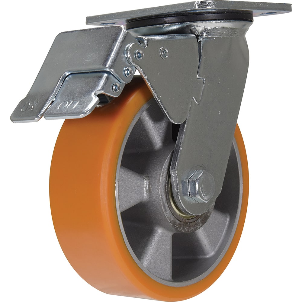Vestil - Standard Casters; Mount: With Holes ; Style: Swivel w/Total Brake ; Wheel Diameter: 6 (Inch); Wheel Width: 2 (Inch); Overall Height (Inch): 7-1/2 ; Load Capacity (Lb.): 1210.000 - Exact Tool & Supply