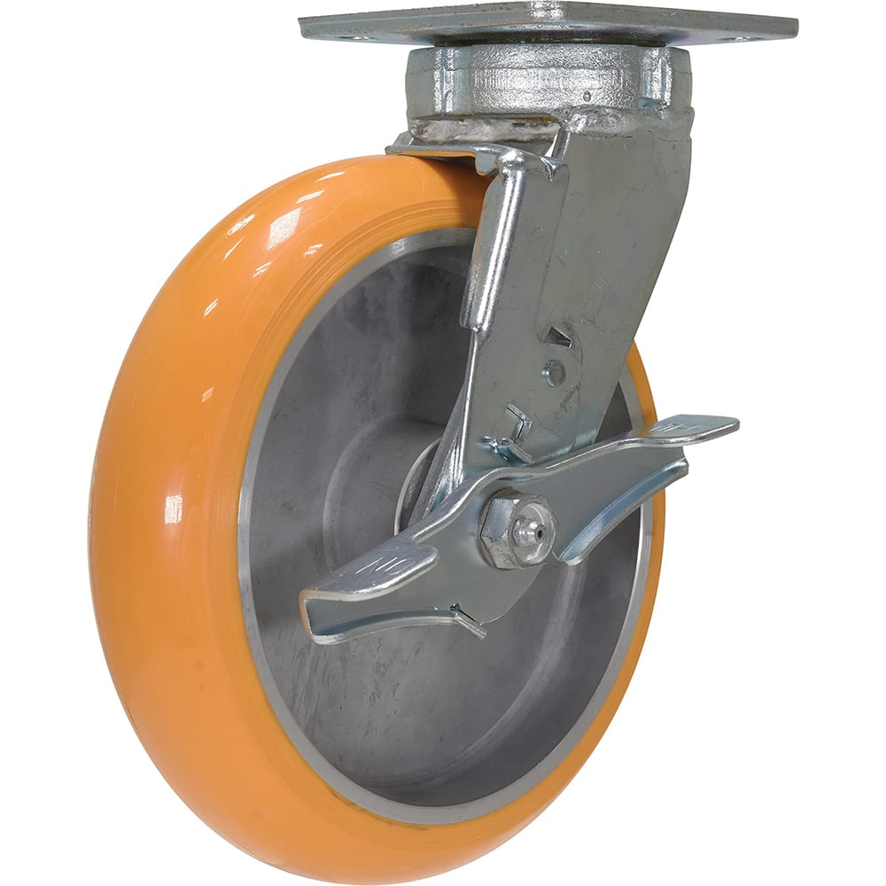 Vestil - Standard Casters; Mount: With Holes ; Style: Swivel w/Brake ; Wheel Diameter: 8 (Inch); Wheel Width: 2 (Inch); Overall Height (Inch): 9-1/2 ; Load Capacity (Lb.): 2000.000 - Exact Tool & Supply