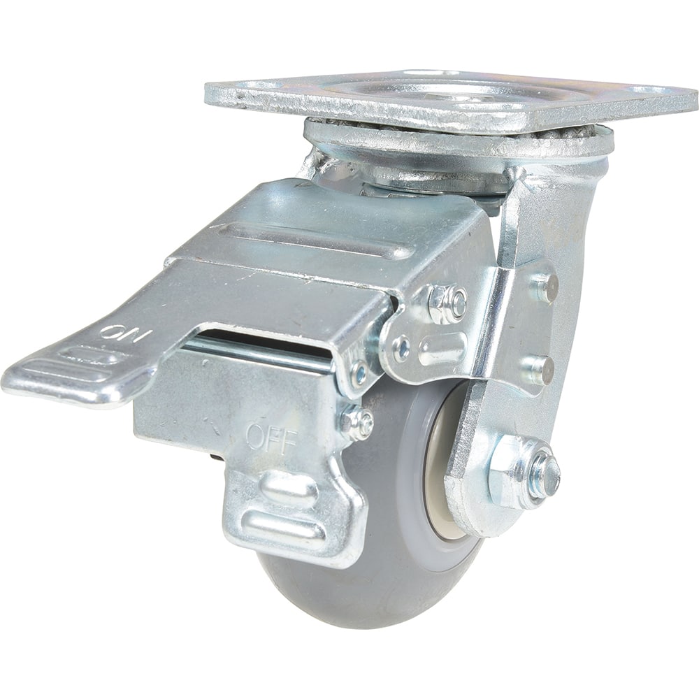 Vestil - Standard Casters; Mount: With Holes ; Style: Swivel w/Total Brake ; Wheel Diameter: 4 (Inch); Wheel Width: 2 (Inch); Overall Height (Inch): 5-1/2 ; Load Capacity (Lb.): 485.000 - Exact Tool & Supply