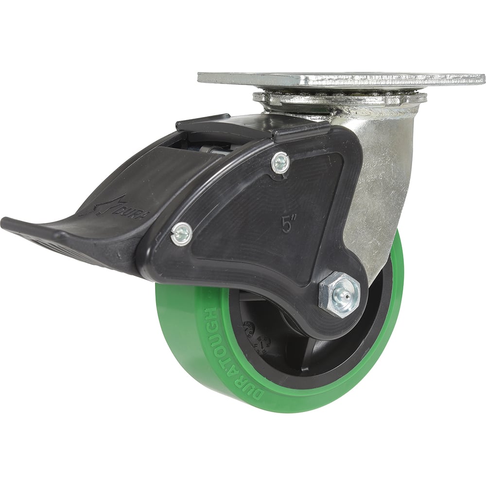 Vestil - Standard Casters; Mount: With Holes ; Style: Swivel w/Total Brake ; Wheel Diameter: 5 (Inch); Wheel Width: 2 (Inch); Overall Height (Inch): 6-1/2 ; Load Capacity (Lb.): 750.000 - Exact Tool & Supply