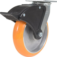 Vestil - Standard Casters; Mount: With Holes ; Style: Swivel w/Total Brake ; Wheel Diameter: 8 (Inch); Wheel Width: 2 (Inch); Overall Height (Inch): 9-3/8 ; Load Capacity (Lb.): 1250.000 - Exact Tool & Supply