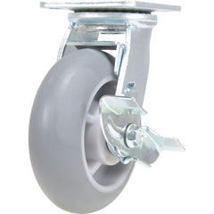 Vestil - Standard Casters; Mount: With Holes ; Style: Swivel w/Brake ; Wheel Diameter: 6 (Inch); Wheel Width: 2 (Inch); Overall Height (Inch): 7-1/2 ; Load Capacity (Lb.): 639.000 - Exact Tool & Supply