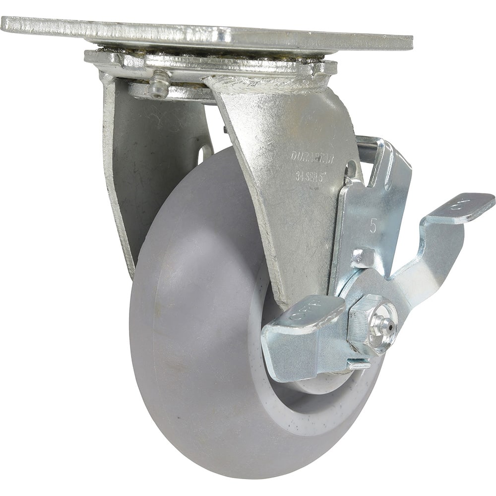 Vestil - Standard Casters; Mount: With Holes ; Style: Swivel w/Brake ; Wheel Diameter: 5 (Inch); Wheel Width: 2 (Inch); Overall Height (Inch): 6-1/2 ; Load Capacity (Lb.): 500.000 - Exact Tool & Supply