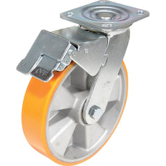 Vestil - Standard Casters; Mount: With Holes ; Style: Swivel w/Total Brake ; Wheel Diameter: 8 (Inch); Wheel Width: 2 (Inch); Overall Height (Inch): 9-1/2 ; Load Capacity (Lb.): 1543.000 - Exact Tool & Supply