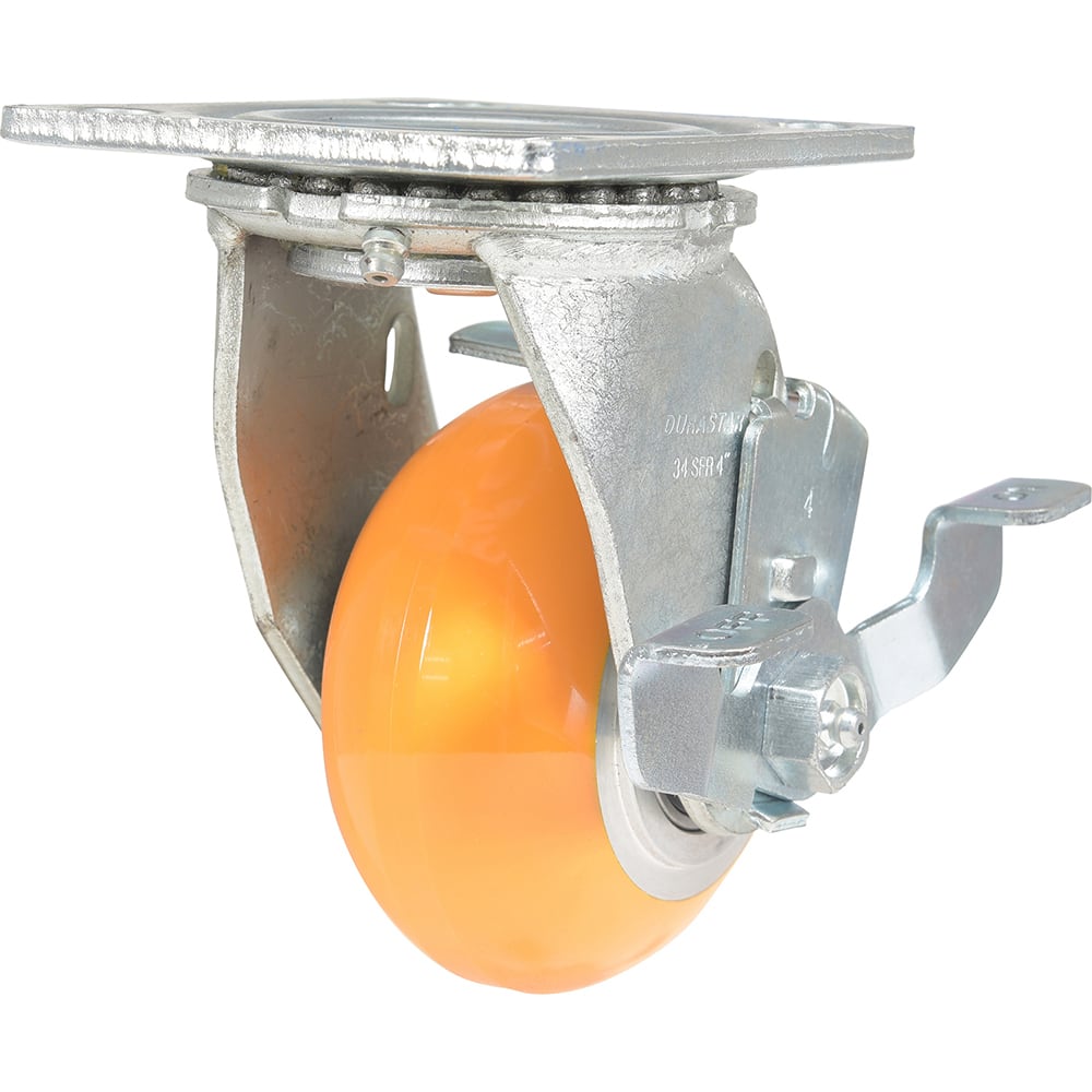 Vestil - Standard Casters; Mount: With Holes ; Style: Swivel w/Brake ; Wheel Diameter: 4 (Inch); Wheel Width: 2 (Inch); Overall Height (Inch): 5-3/4 ; Load Capacity (Lb.): 1000.000 - Exact Tool & Supply