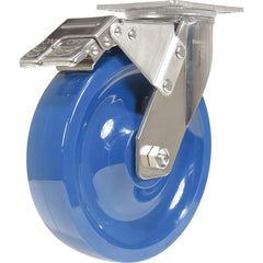 Vestil - Standard Casters; Mount: With Holes ; Style: Swivel w/Total Brake ; Wheel Diameter: 8 (Inch); Wheel Width: 2 (Inch); Overall Height (Inch): 9-1/2 ; Load Capacity (Lb.): 1250.000 - Exact Tool & Supply