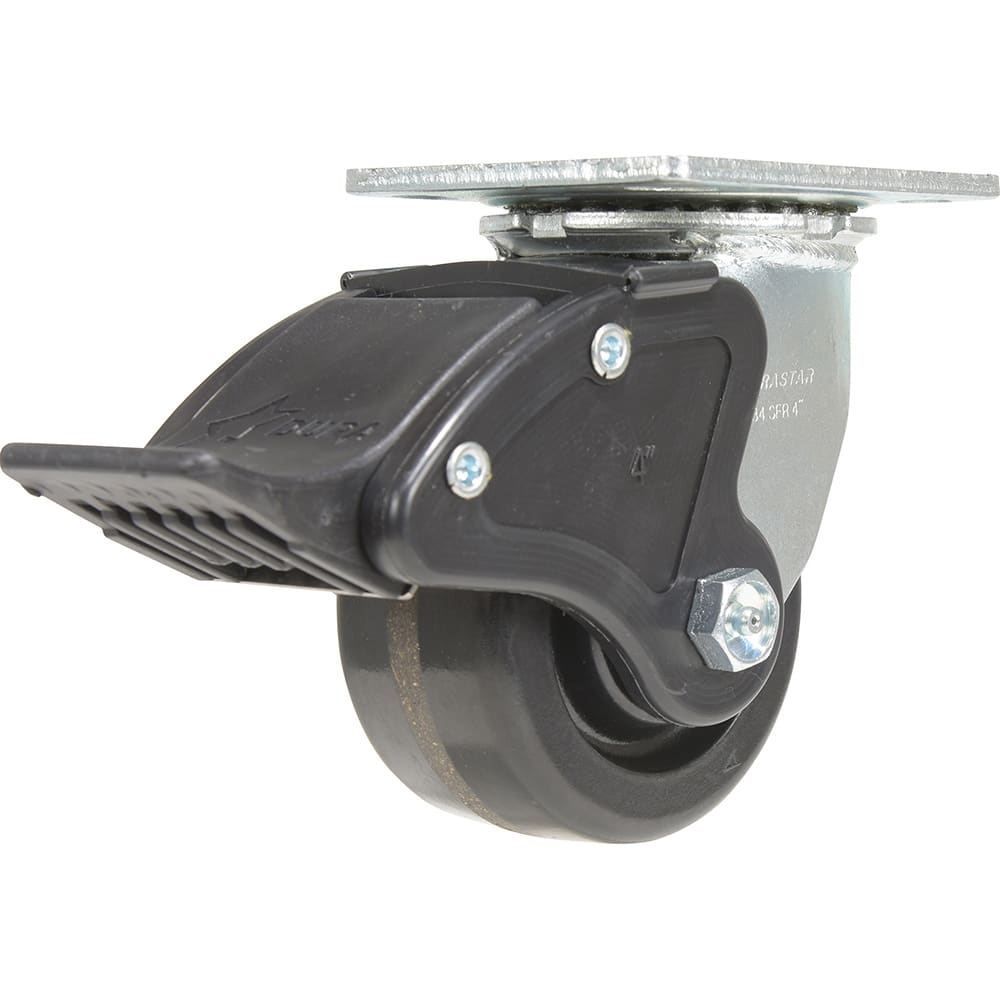 Vestil - Standard Casters; Mount: With Holes ; Style: Swivel w/Total Brake ; Wheel Diameter: 4 (Inch); Wheel Width: 2 (Inch); Overall Height (Inch): 5-1/2 ; Load Capacity (Lb.): 800.000 - Exact Tool & Supply