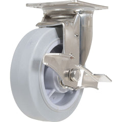 Vestil - Standard Casters; Mount: With Holes ; Style: Swivel w/Brake ; Wheel Diameter: 6 (Inch); Wheel Width: 2 (Inch); Overall Height (Inch): 7-1/2 ; Load Capacity (Lb.): 600.000 - Exact Tool & Supply
