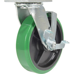 Vestil - Standard Casters; Mount: With Holes ; Style: Swivel w/Brake ; Wheel Diameter: 8 (Inch); Wheel Width: 2 (Inch); Overall Height (Inch): 9-3/8 ; Load Capacity (Lb.): 1000.000 - Exact Tool & Supply
