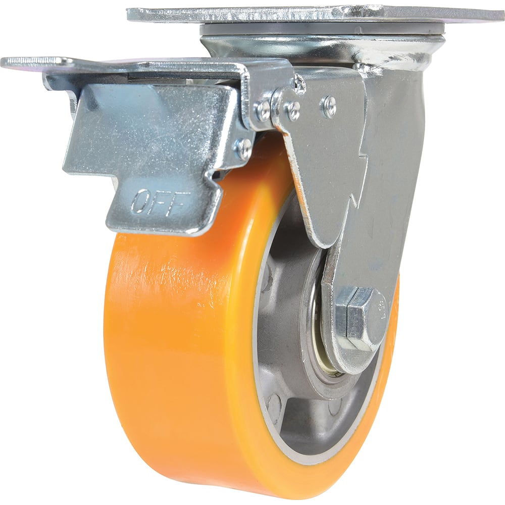 Vestil - Standard Casters; Mount: With Holes ; Style: Swivel w/Total Brake ; Wheel Diameter: 5 (Inch); Wheel Width: 2 (Inch); Overall Height (Inch): 6-1/2 ; Load Capacity (Lb.): 990.000 - Exact Tool & Supply