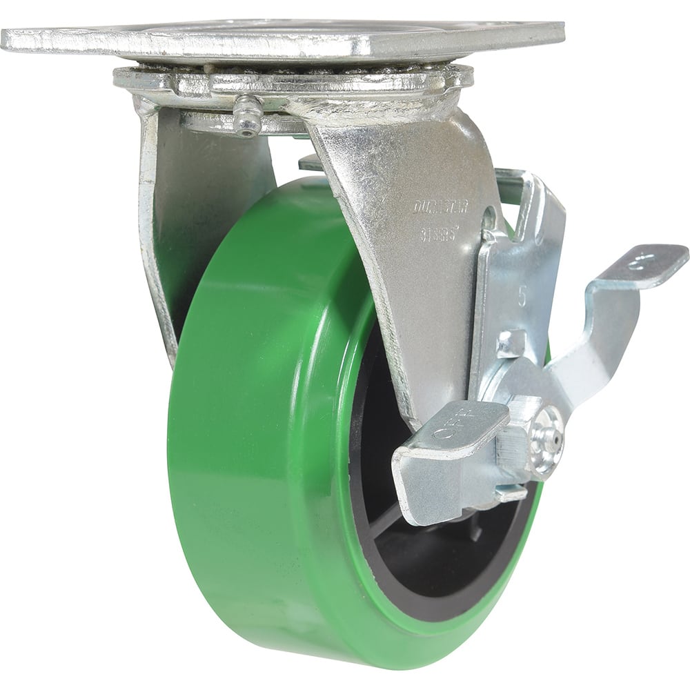 Vestil - Standard Casters; Mount: With Holes ; Style: Swivel w/Brake ; Wheel Diameter: 5 (Inch); Wheel Width: 2 (Inch); Overall Height (Inch): 6-1/2 ; Load Capacity (Lb.): 750.000 - Exact Tool & Supply