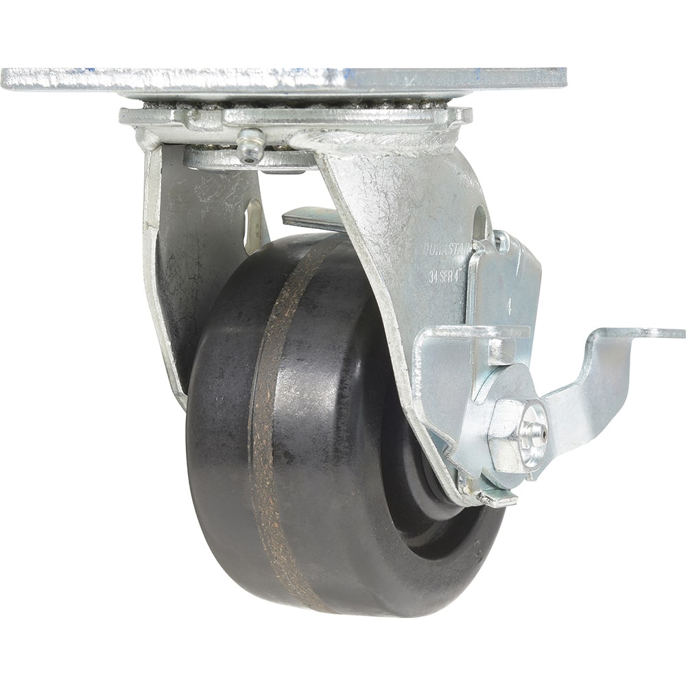 Vestil - Standard Casters; Mount: With Holes ; Style: Swivel w/Brake ; Wheel Diameter: 4 (Inch); Wheel Width: 2 (Inch); Overall Height (Inch): 5-1/2 ; Load Capacity (Lb.): 800.000 - Exact Tool & Supply