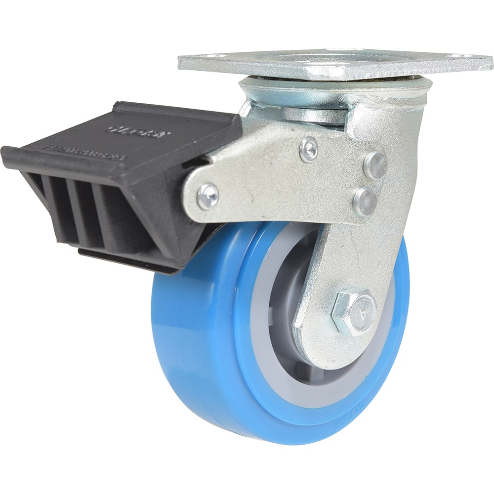 Vestil - Standard Casters; Mount: With Holes ; Style: Swivel w/Total Brake ; Wheel Diameter: 5 (Inch); Wheel Width: 2 (Inch); Overall Height (Inch): 6-9/16 ; Load Capacity (Lb.): 771.000 - Exact Tool & Supply