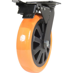 Vestil - Standard Casters; Mount: With Holes ; Style: Swivel w/Total Brake ; Wheel Diameter: 8 (Inch); Wheel Width: 2 (Inch); Overall Height (Inch): 9-1/2 ; Load Capacity (Lb.): 902.000 - Exact Tool & Supply
