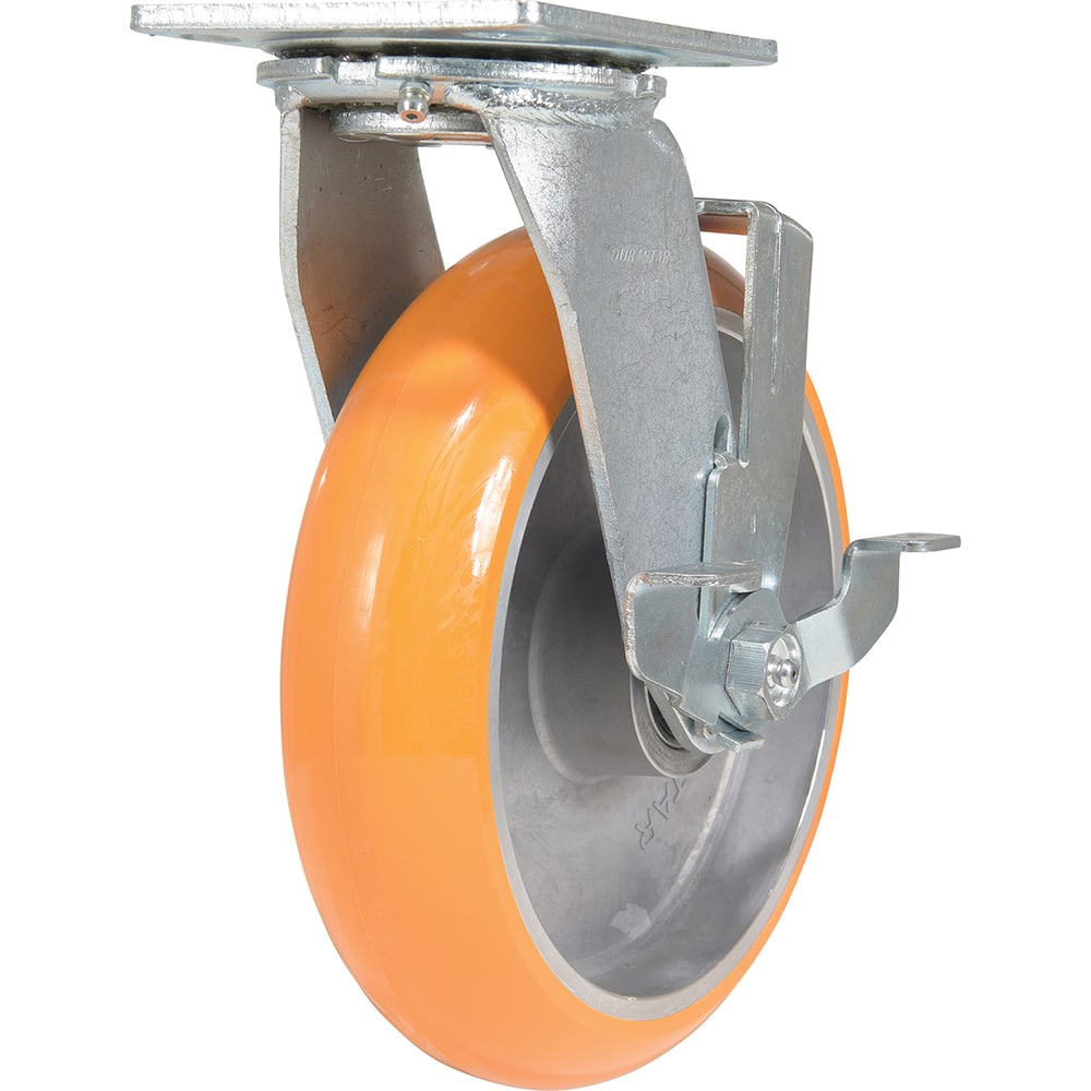 Vestil - Standard Casters; Mount: With Holes ; Style: Swivel w/Brake ; Wheel Diameter: 8 (Inch); Wheel Width: 2 (Inch); Overall Height (Inch): 9-3/8 ; Load Capacity (Lb.): 1250.000 - Exact Tool & Supply