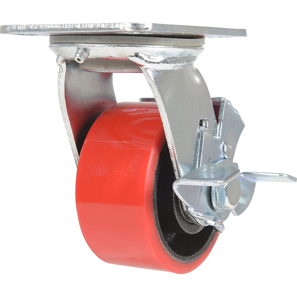 Vestil - Standard Casters; Mount: With Holes ; Style: Swivel w/Brake ; Wheel Diameter: 4 (Inch); Wheel Width: 2 (Inch); Overall Height (Inch): 5-1/2 ; Load Capacity (Lb.): 792.000 - Exact Tool & Supply