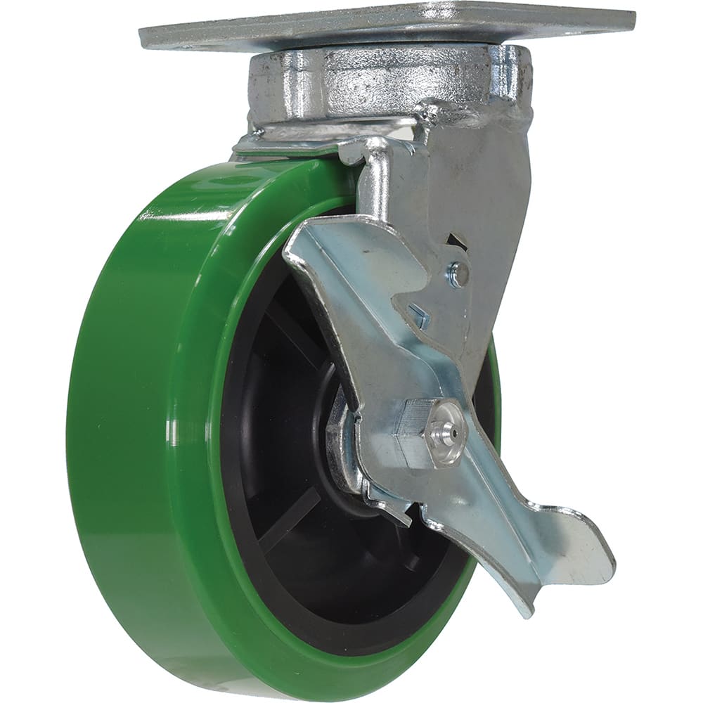 Vestil - Standard Casters; Mount: With Holes ; Style: Swivel w/Brake ; Wheel Diameter: 6 (Inch); Wheel Width: 2 (Inch); Overall Height (Inch): 7-1/2 ; Load Capacity (Lb.): 900.000 - Exact Tool & Supply