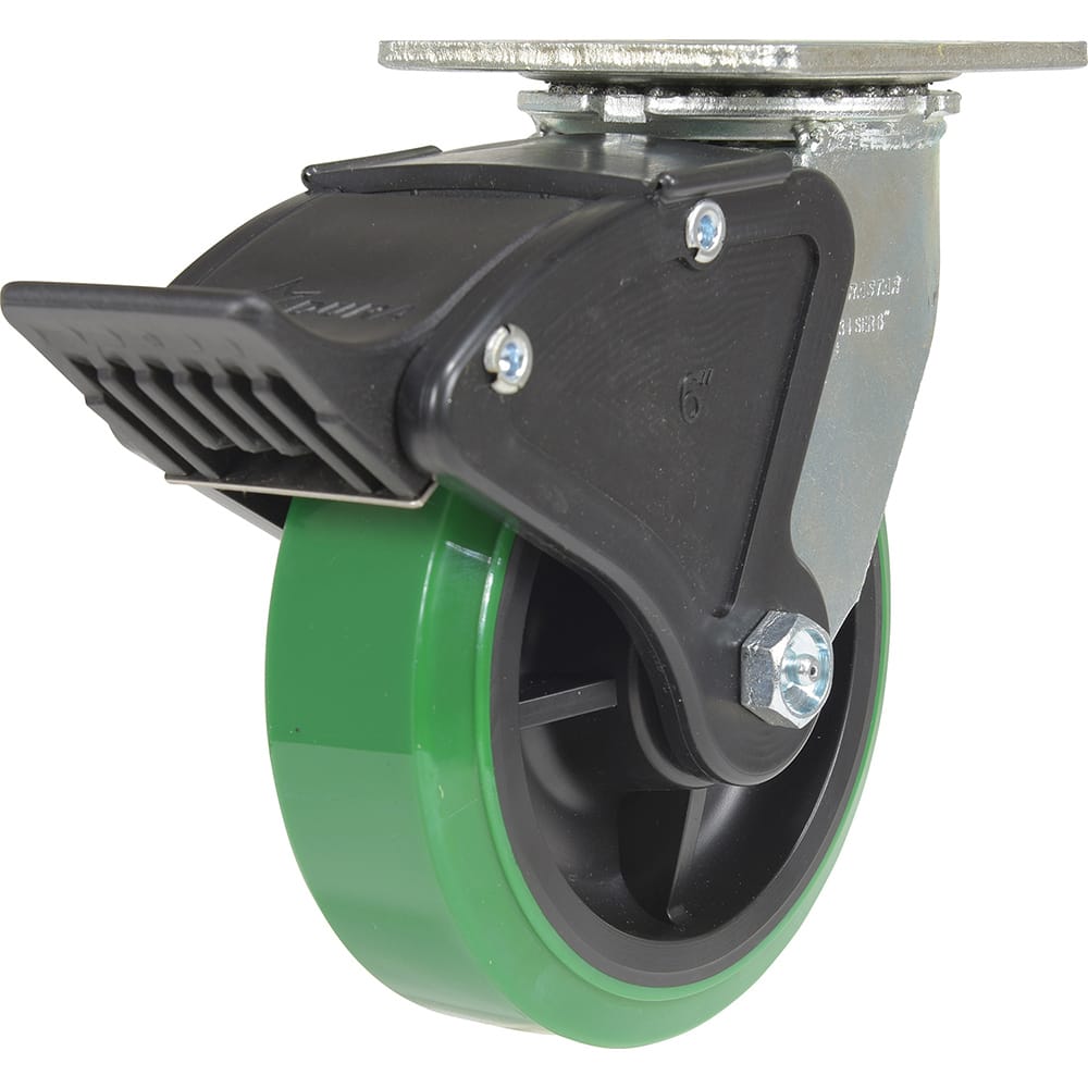 Vestil - Standard Casters; Mount: With Holes ; Style: Swivel w/Total Brake ; Wheel Diameter: 6 (Inch); Wheel Width: 2 (Inch); Overall Height (Inch): 7.375 ; Load Capacity (Lb.): 900.000 - Exact Tool & Supply