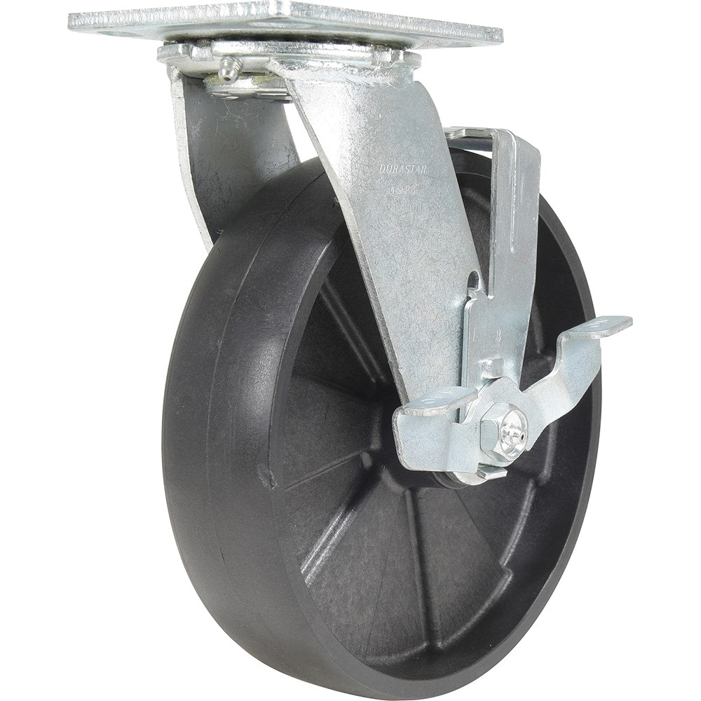 Vestil - Standard Casters; Mount: With Holes ; Style: Swivel w/Brake ; Wheel Diameter: 8 (Inch); Wheel Width: 2 (Inch); Overall Height (Inch): 9-1/2 ; Load Capacity (Lb.): 1250.000 - Exact Tool & Supply